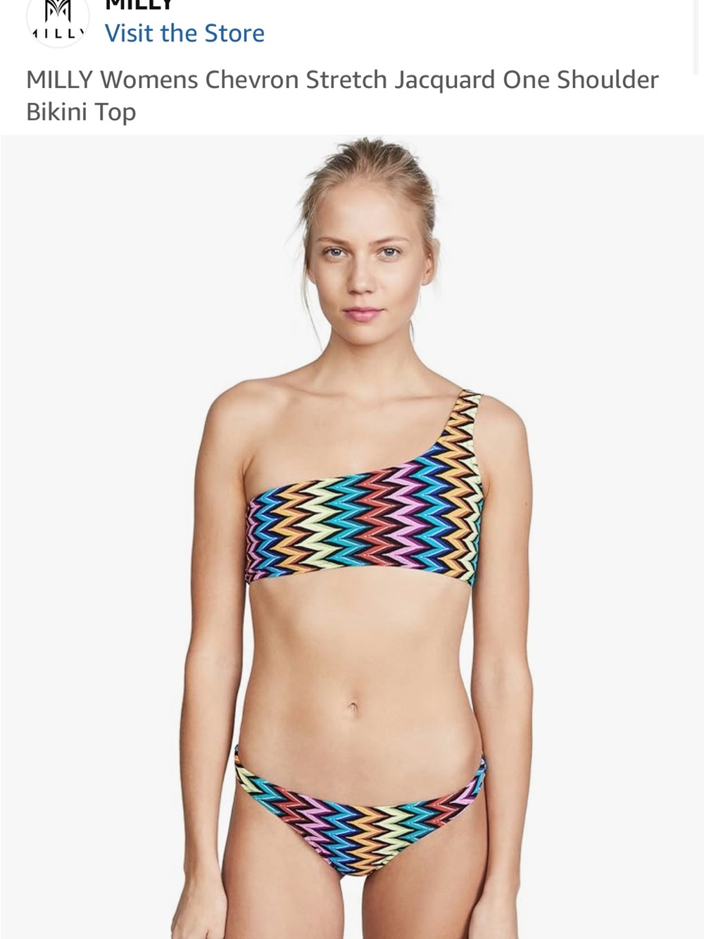 Milly Cabana Black Bikini with Multicolor Chevron Trim S